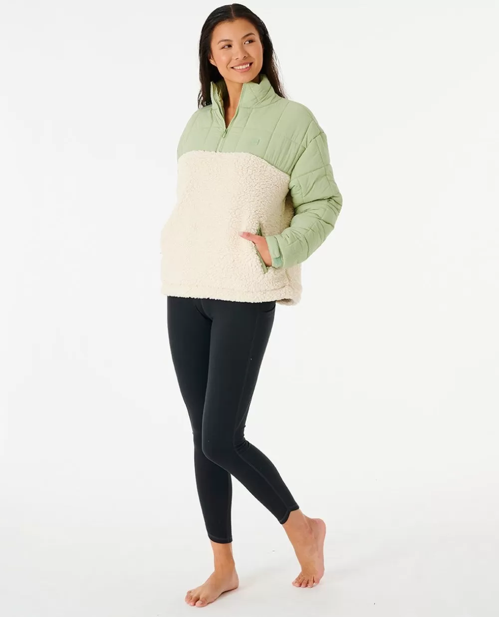 Rip Curl Vestuário ativo | Camisolas com capuz e pulôveres>Camisola Anti-Series Anoeta Em Velo Mint