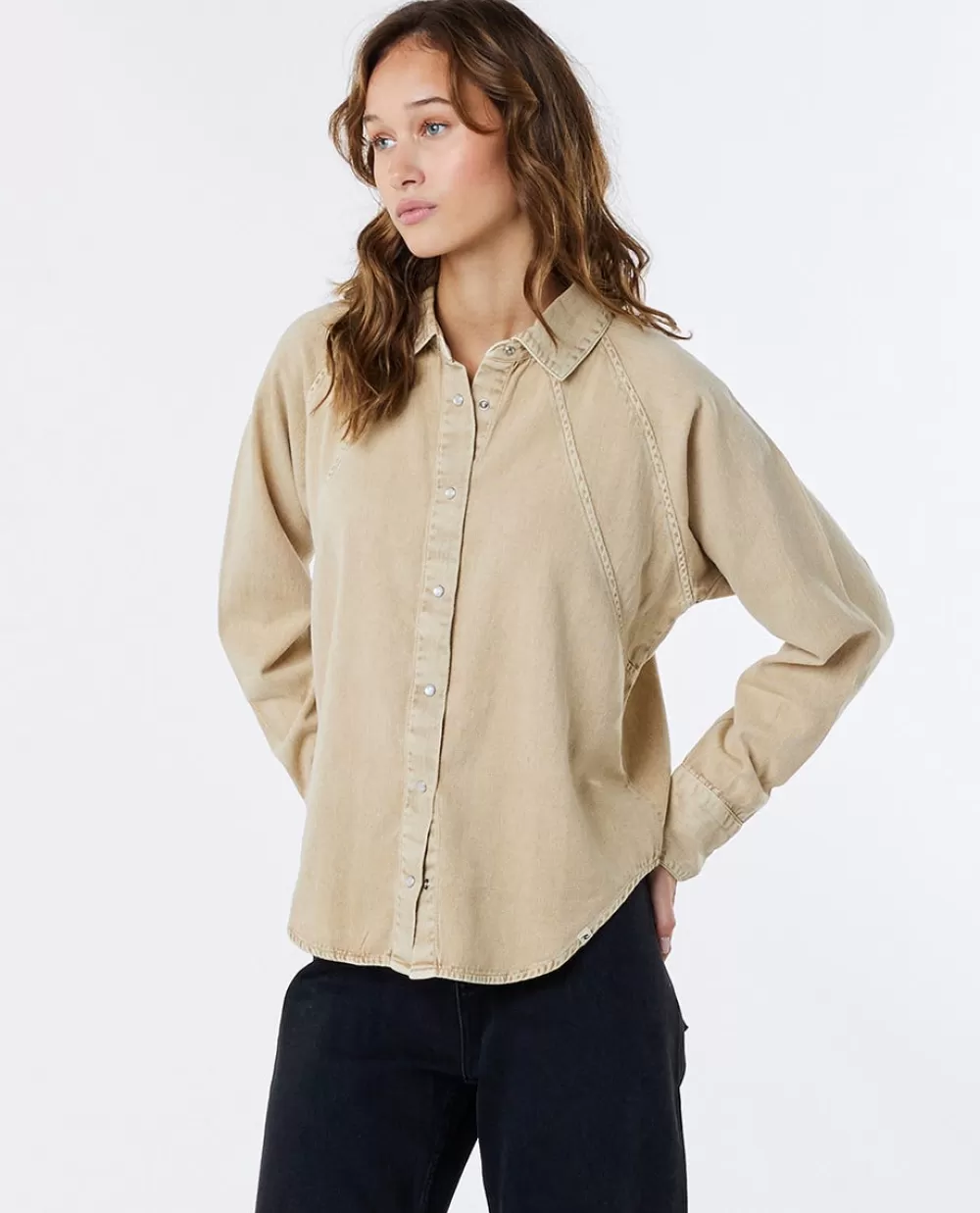 Rip Curl VESTUÁRIO | Camisas e tops>Camisola De Licra Day Break De Manga Curta Para Rapariga Beige