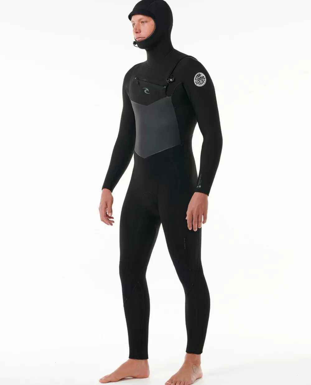 Rip Curl ROUPA DE MERGULHO | Fatos completos>Fato De Mergulho Dawn Patrol 5/4 Com Capuz E Fecho De Correr No Peito Black