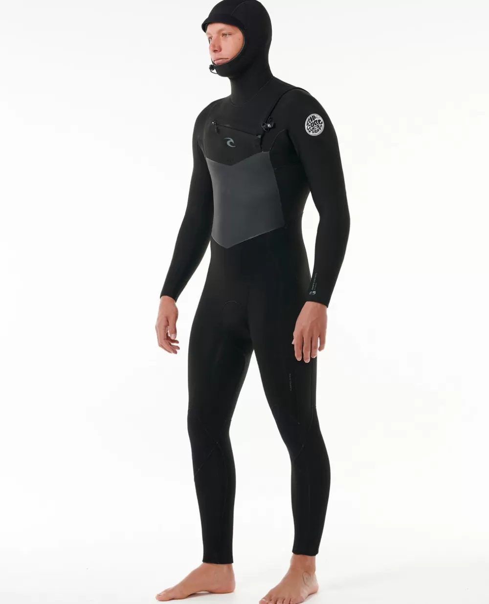 Rip Curl ROUPA DE MERGULHO | Fatos completos>Fato De Mergulho Dawn Patrol 5/4 Com Capuz E Fecho De Correr No Peito Black
