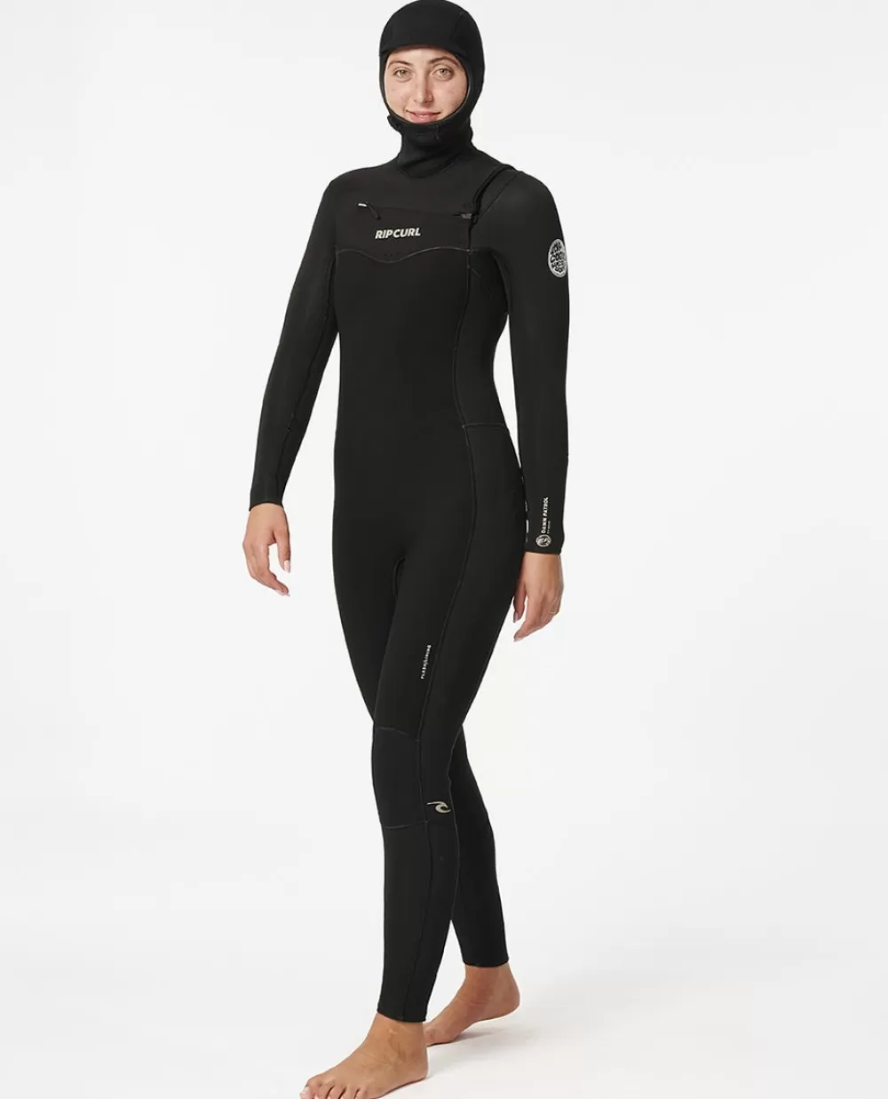 Rip Curl ROUPA DEMERGULHO | Fatos completos>Fato De Mergulho Dawn Patrol 5/4 Com Capuz E Fecho De Correr No Peito Para Mulher Black