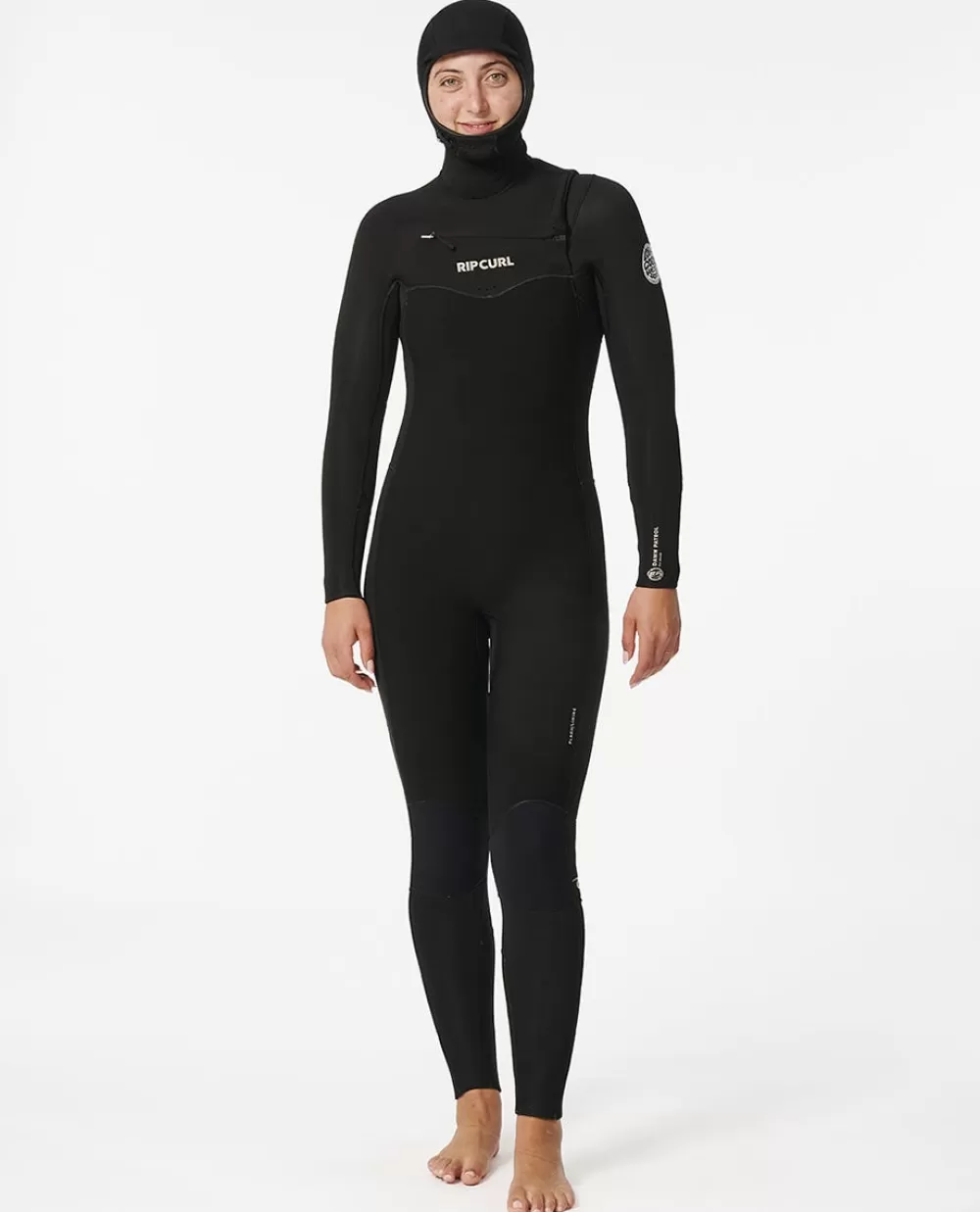 Rip Curl ROUPA DEMERGULHO | Fatos completos>Fato De Mergulho Dawn Patrol 5/4 Com Capuz E Fecho De Correr No Peito Para Mulher Black