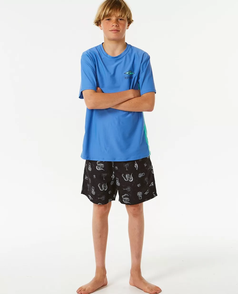 Rip Curl FATOS DEMERGULHOPARA RAPAZ | Camisolas em rash e casacos>Logotipo Das Ilhas Perdidas UPF Manga Curta Para Rapaz Blue Yonder