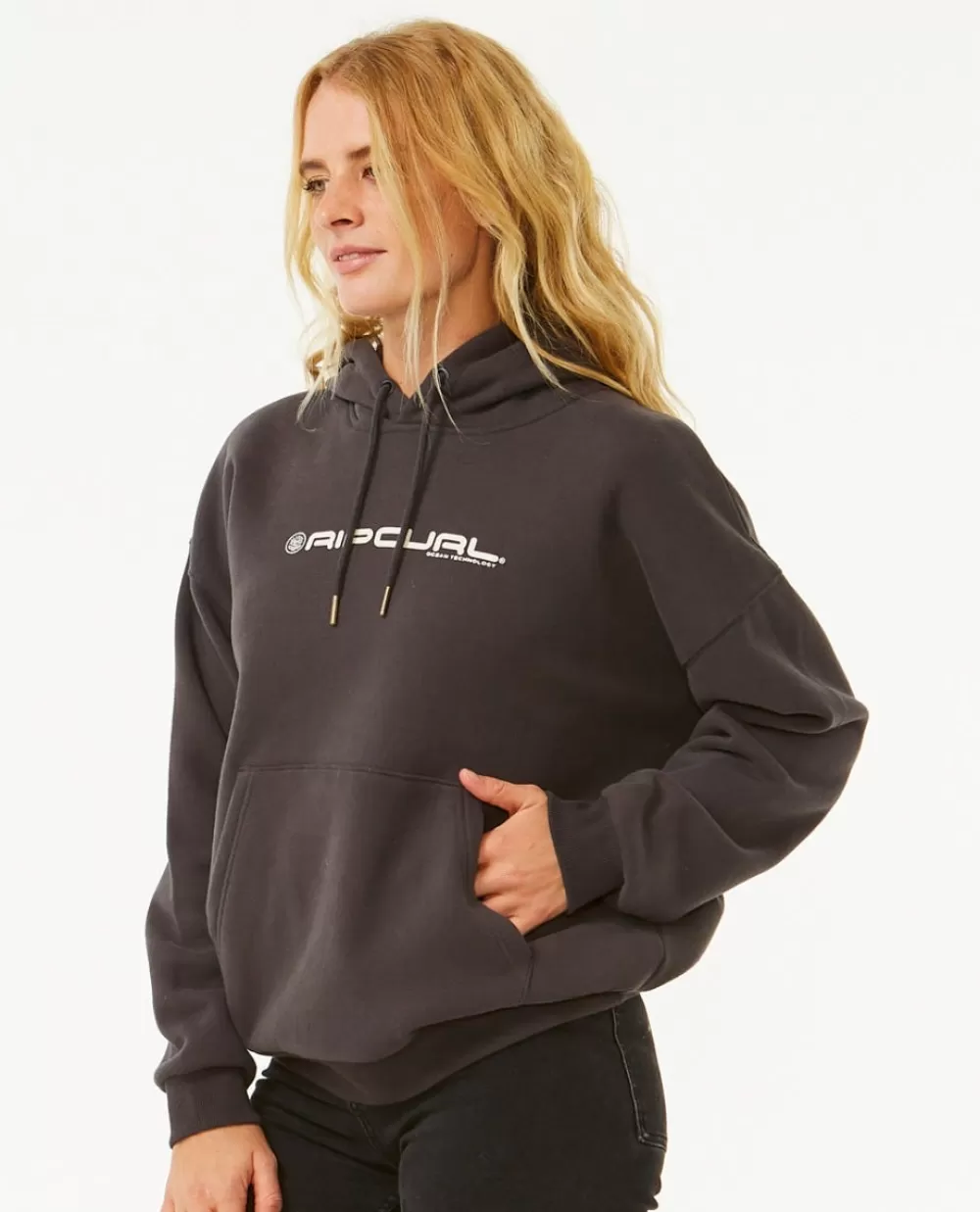 Rip Curl VESTUÁRIO | Camisolas com capuz e pulôveres>Tecido Com Capuz Ocean Tech Heritage Washed Black