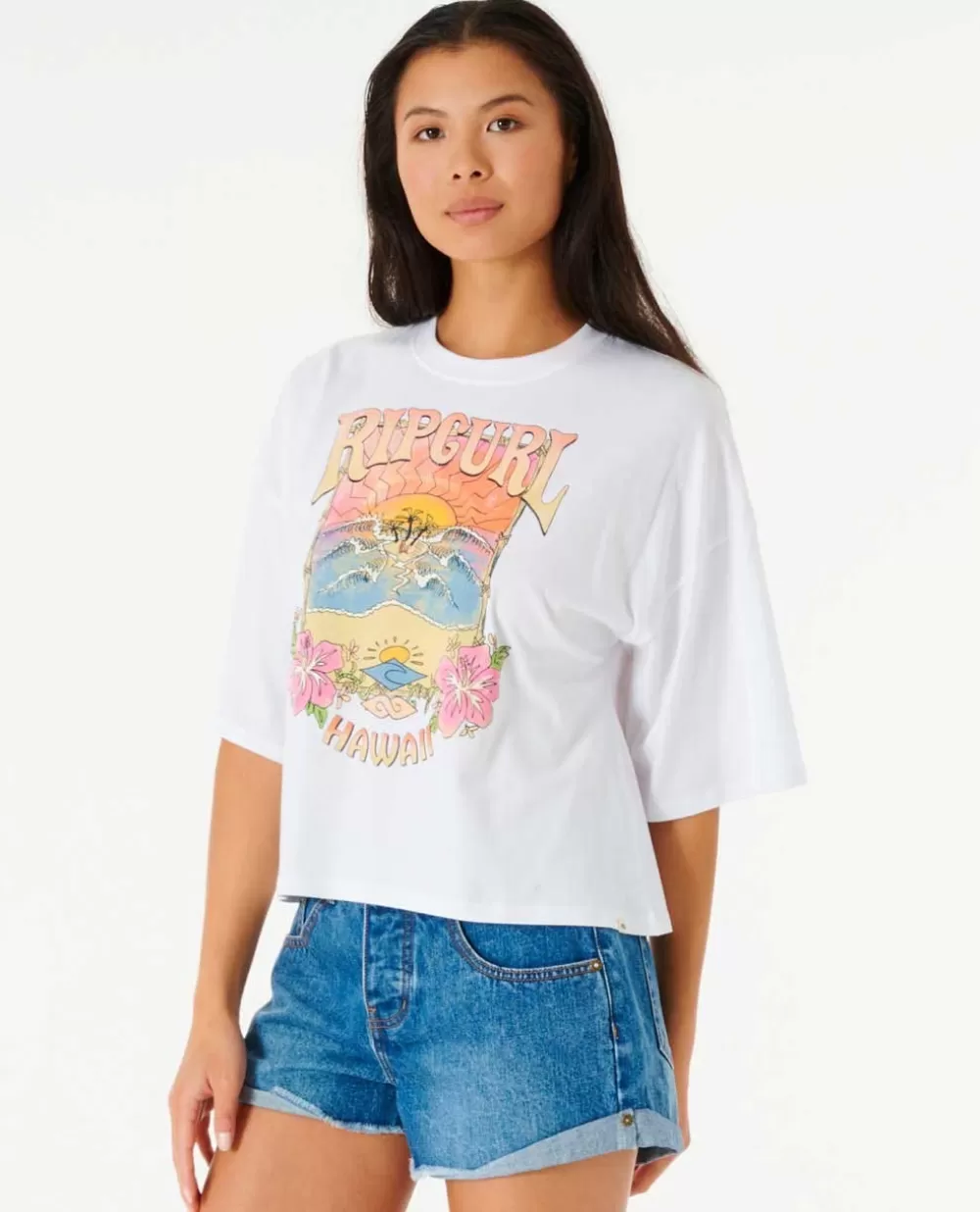 Rip Curl T-shirts e manga cava>T-shirt Barrelled Heritage Crop Washed Black