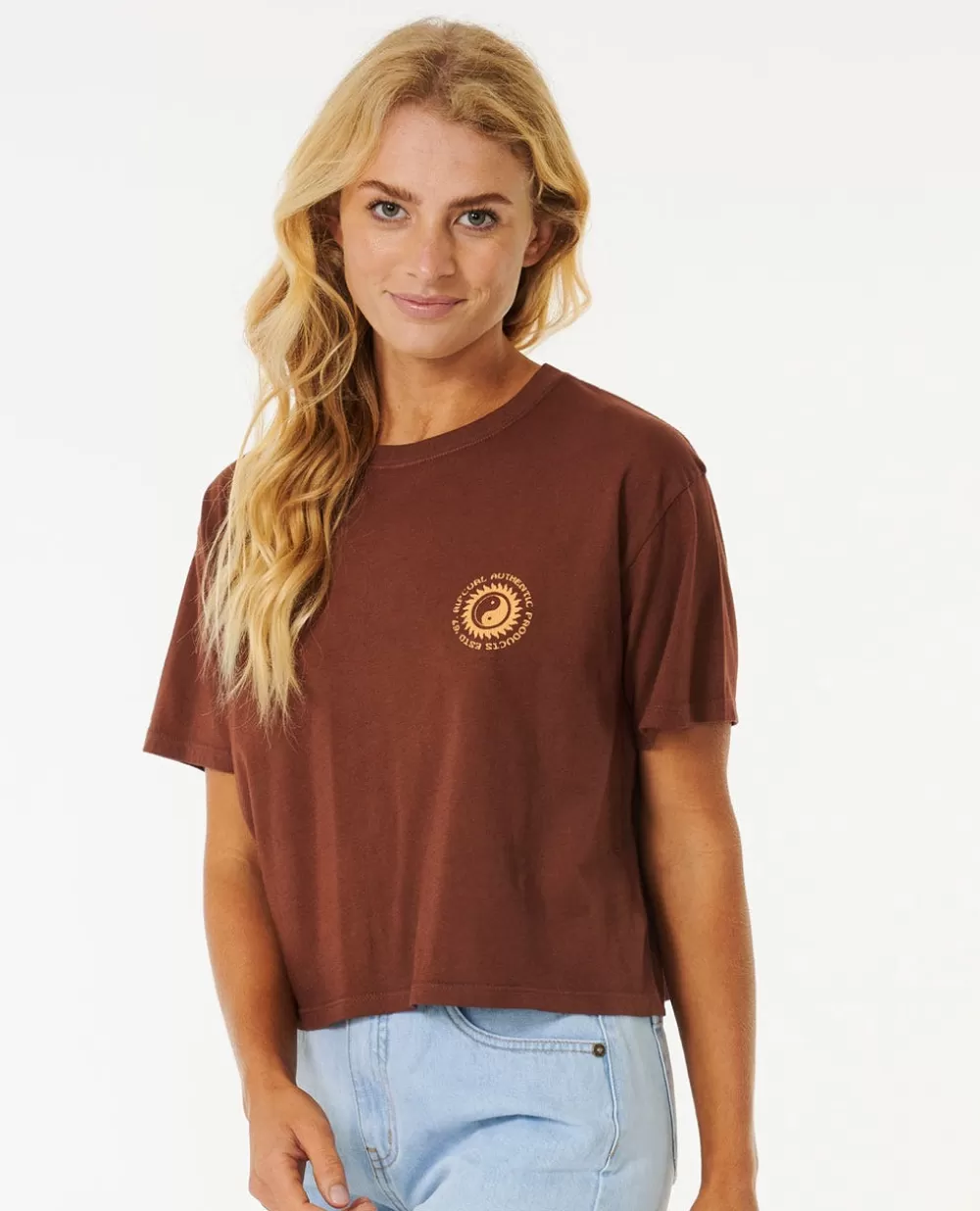 Rip Curl VESTUÁRIO | T-shirts e manga cava>T-shirt De Manga Curta Celestial Sun Heritage Brown