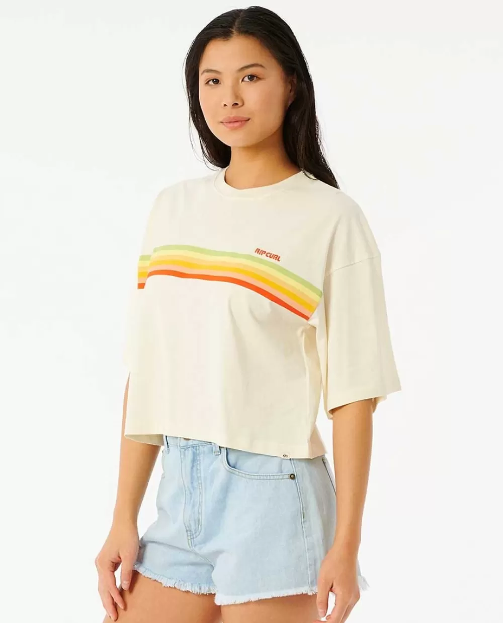 Rip Curl VESTUÁRIO | T-shirts e manga cava>T-shirt Eventide Heritage Crop Bone