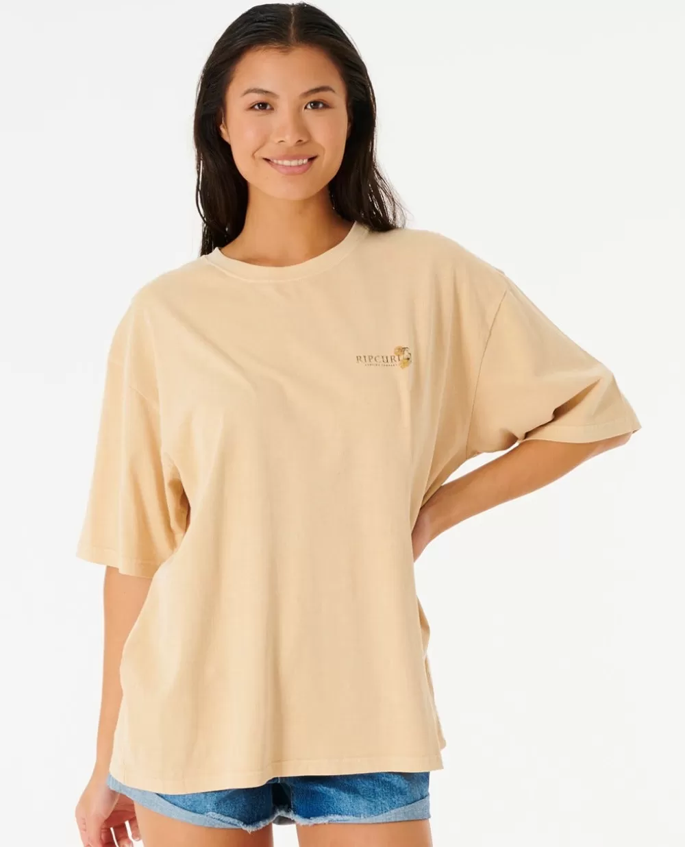 Rip Curl T-shirts e manga cava>T-shirt Oceans Together Heritage De Manga Média Natural