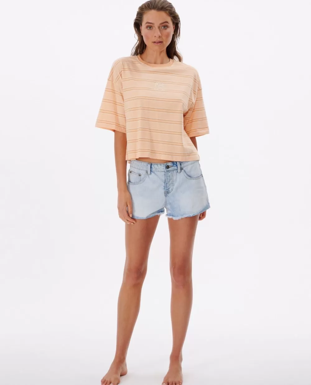 Rip Curl T-shirts e manga cava>T-shirt Waves Heritage Crop Peach